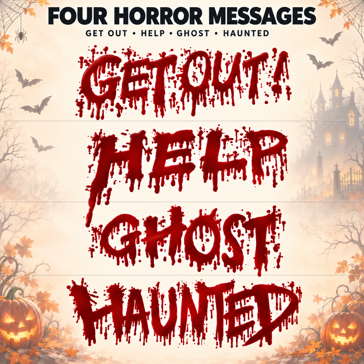 Halloween Bloody Horror Words Window Stickers Sheet