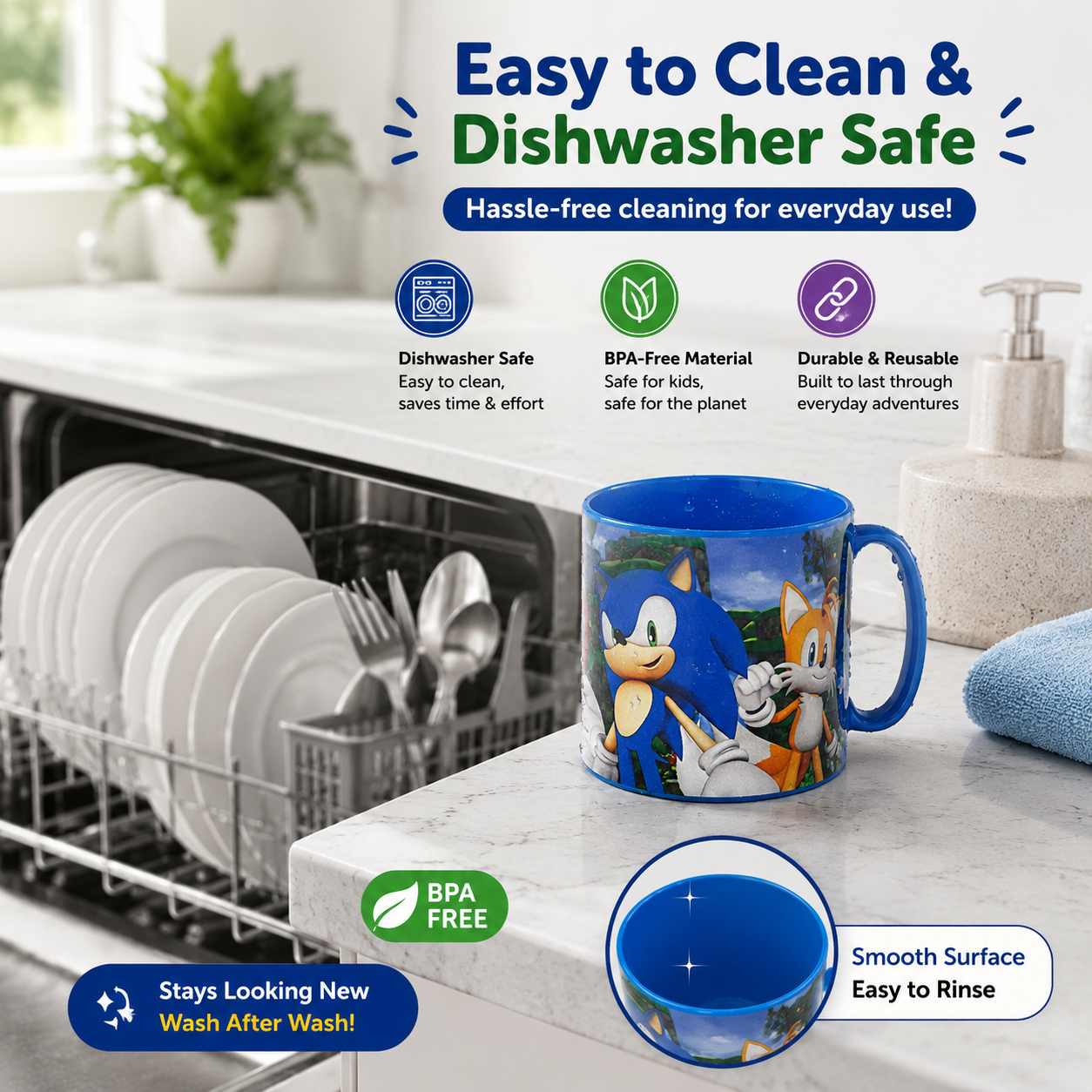 Kids Microwave Mug Reusable Plastic Cup - 390ml