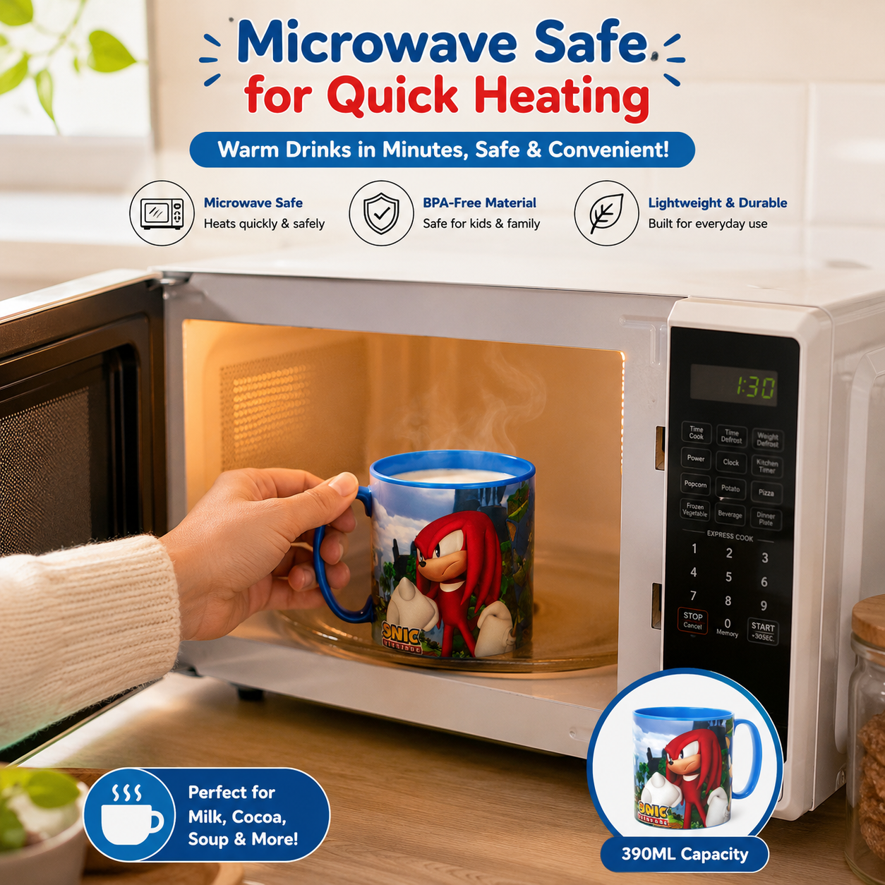 Kids Microwave Mug Reusable Plastic Cup - 390ml