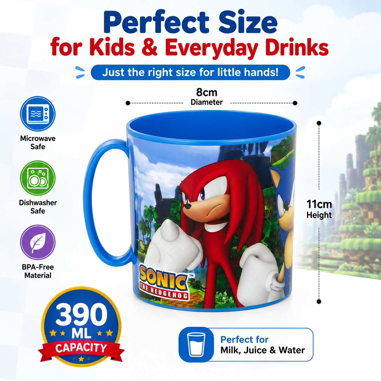 Kids Microwave Mug Reusable Plastic Cup - 390ml