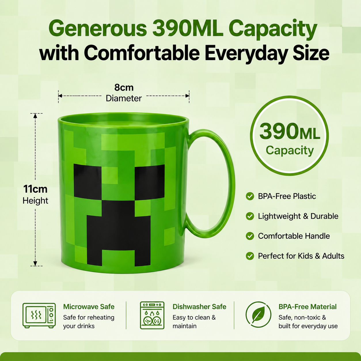 Kids Microwave Mug Reusable Plastic Cup - 390ml