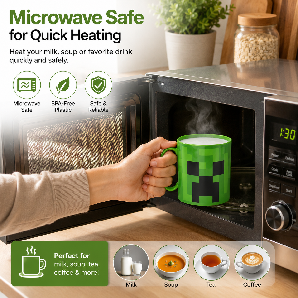 Kids Microwave Mug Reusable Plastic Cup - 390ml