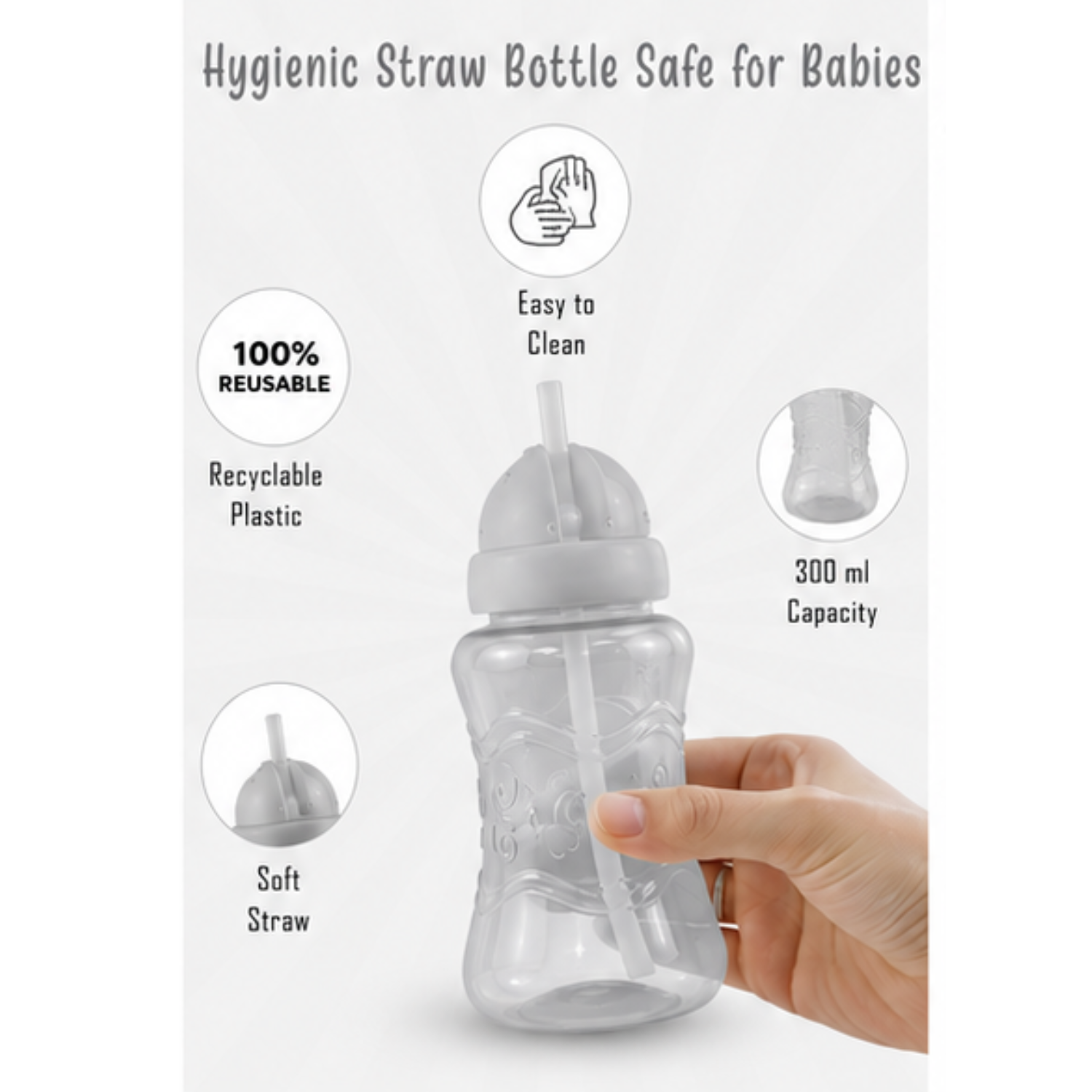 300ml Baby Sippy Cup with Pop-Up Straw 12+m