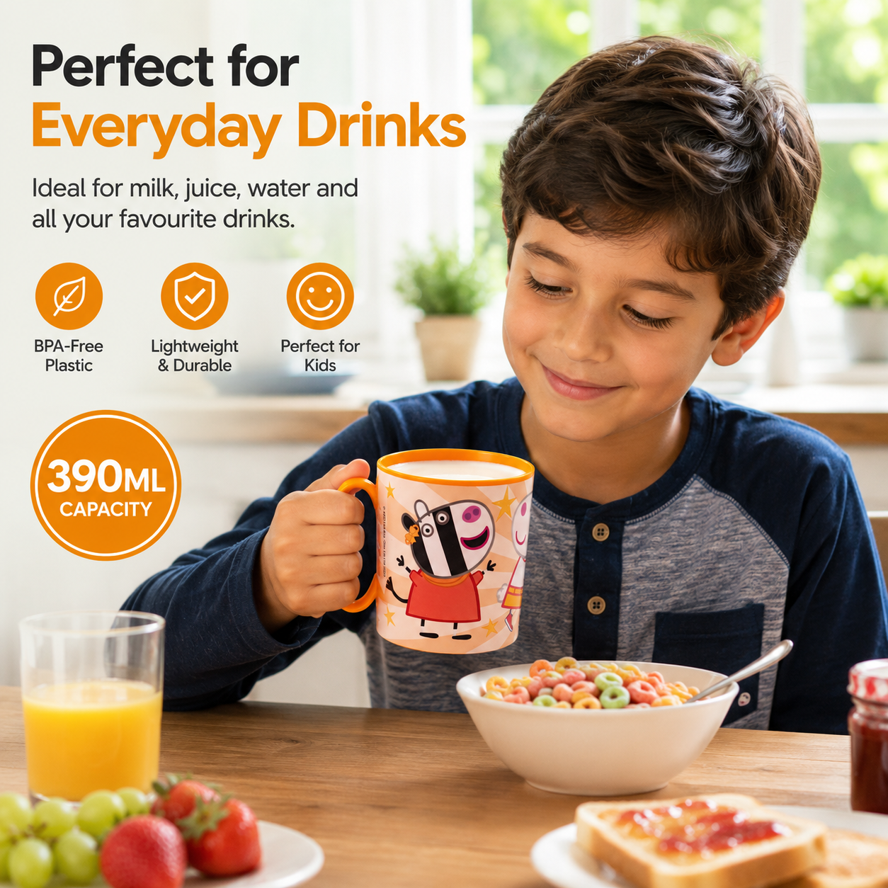 Kids Microwave Mug Reusable Plastic Cup - 390ml