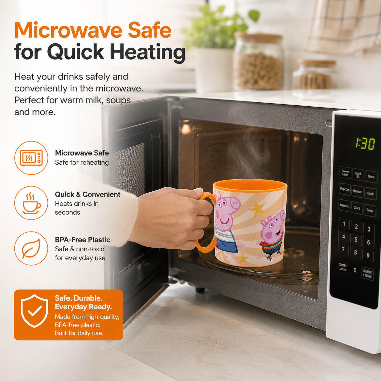 Kids Microwave Mug Reusable Plastic Cup - 390ml