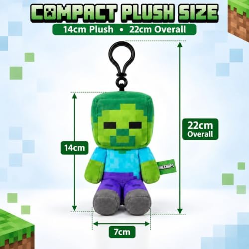 Zombie Steve Kids Licensed 3D Plush Clip On Keyring