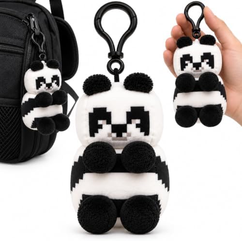3D Minecraft Panda Plush Clip On Keyring