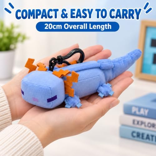 3D Minecraft Axolotl Blue Plush Clip On Keyring
