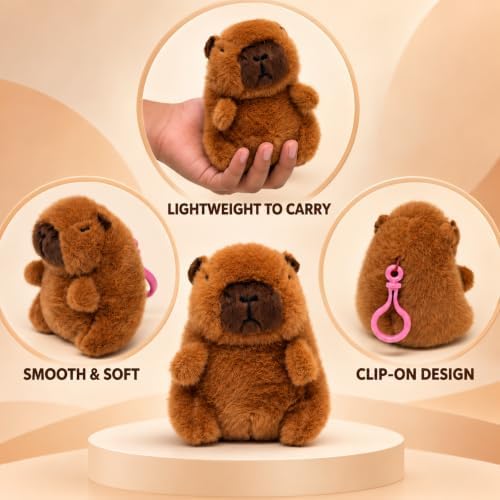 Capybara Plush Keyring, Cute Animal Clip On Keychain