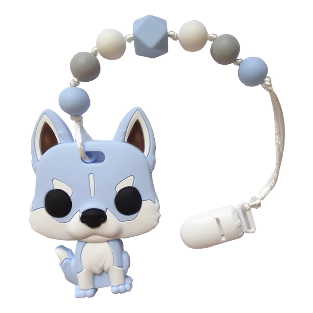 Baby Silicone Teether Pastel Blue Husky
