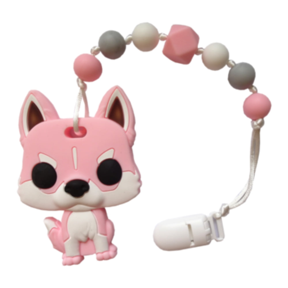 Baby Silicone Teether Pink Husky