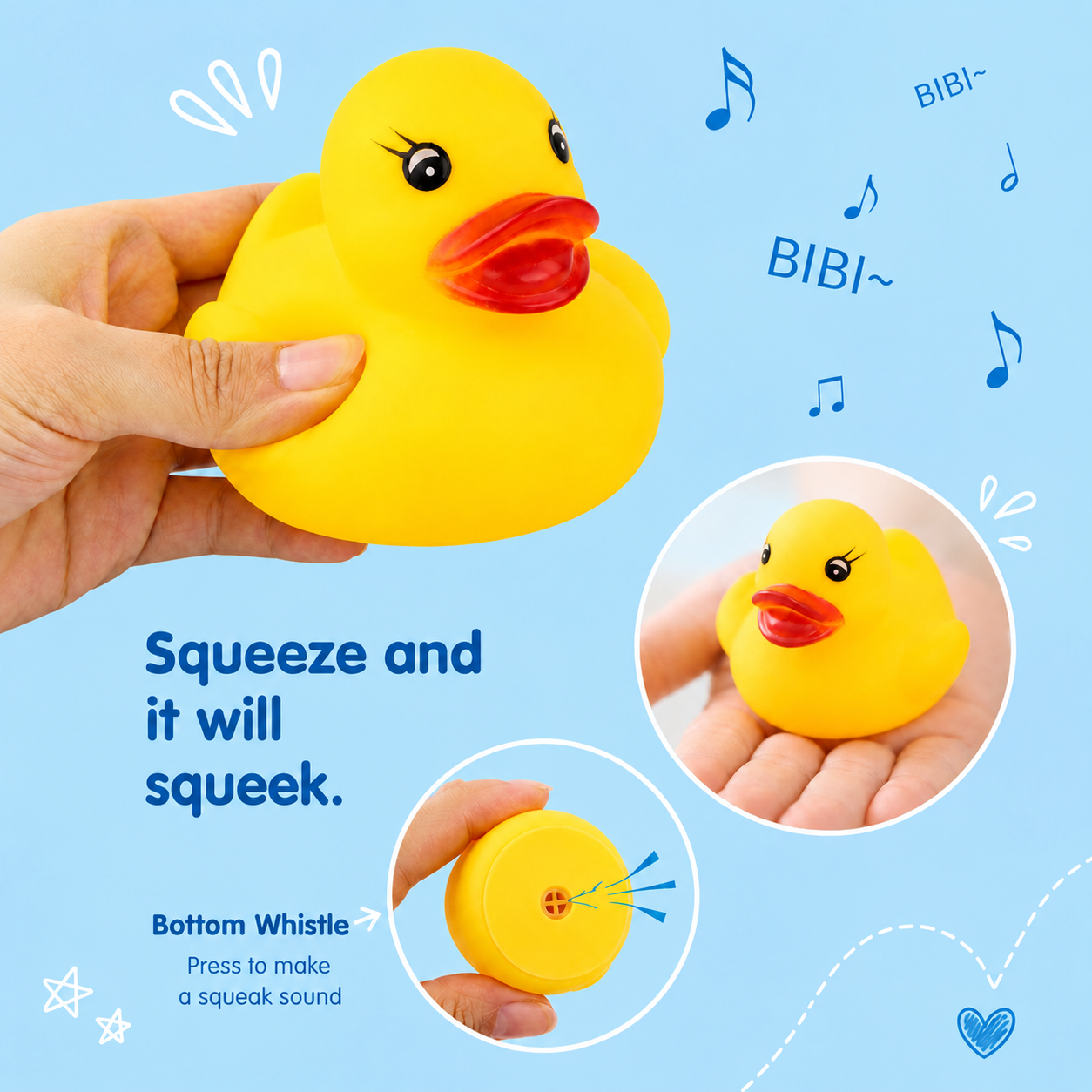 1x Yellow Squeaky Bath Duck 5cm