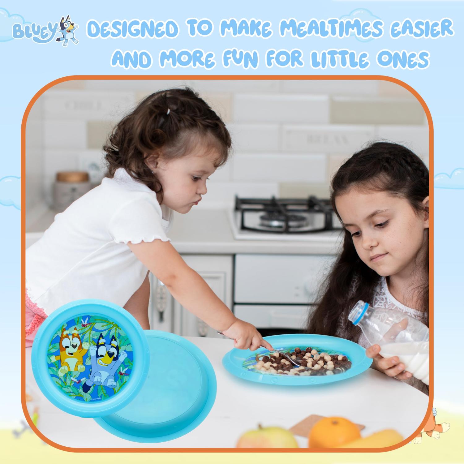 Kids 21.5cm BPA-Free Plastic Plate Reusable Round Snack Plate