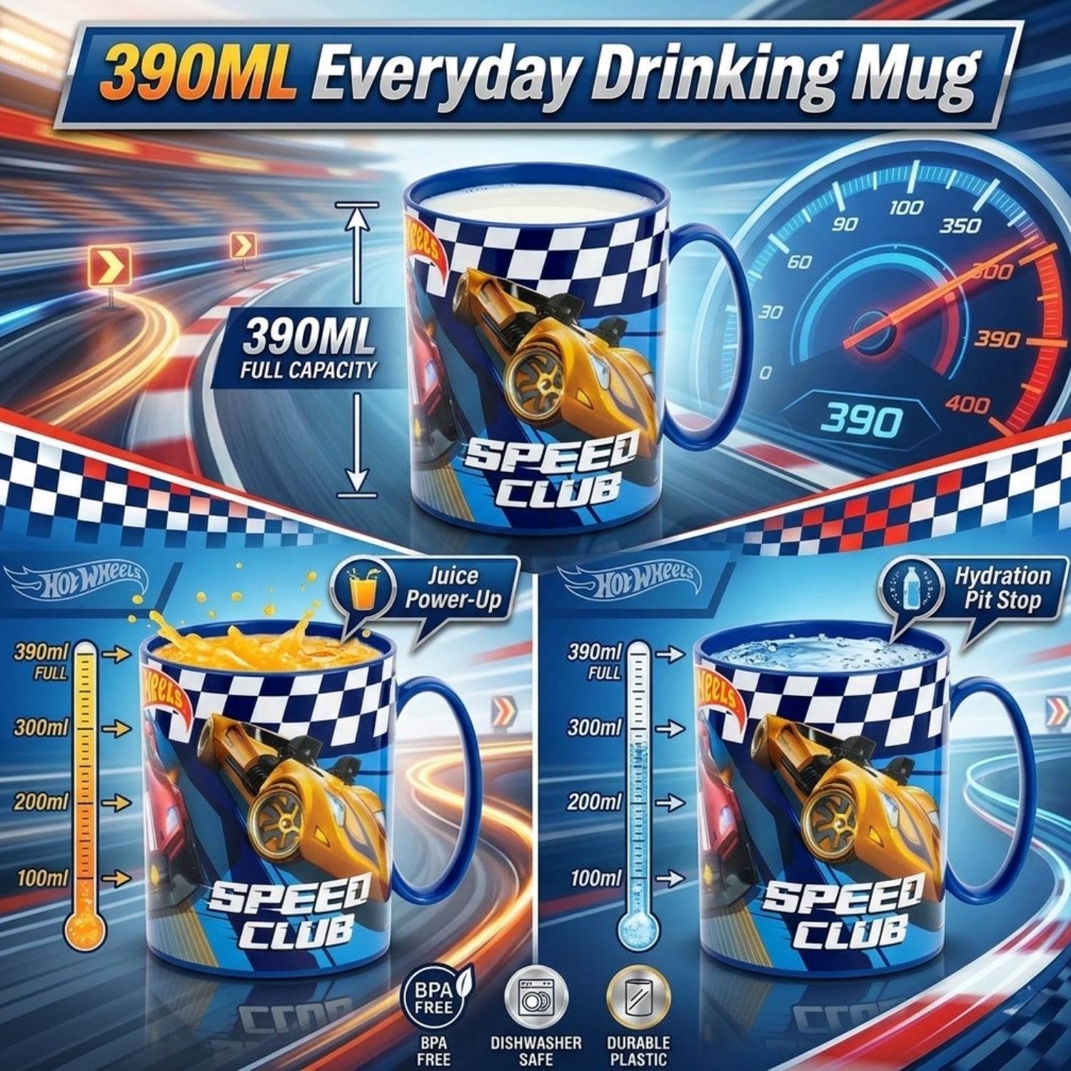 Kids Microwave Mug Reusable Plastic Cup - 390ml