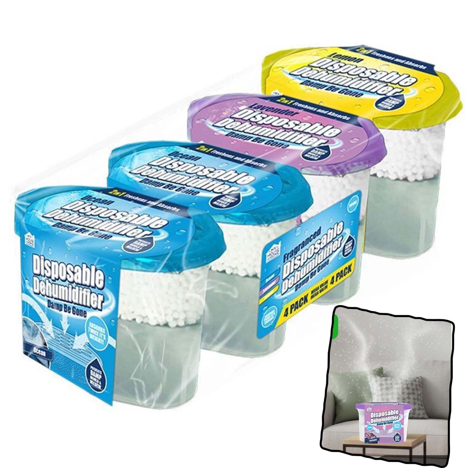 Fragranced Disposable Dehumidifiers 500ml Moisture Absorber 4 Pack