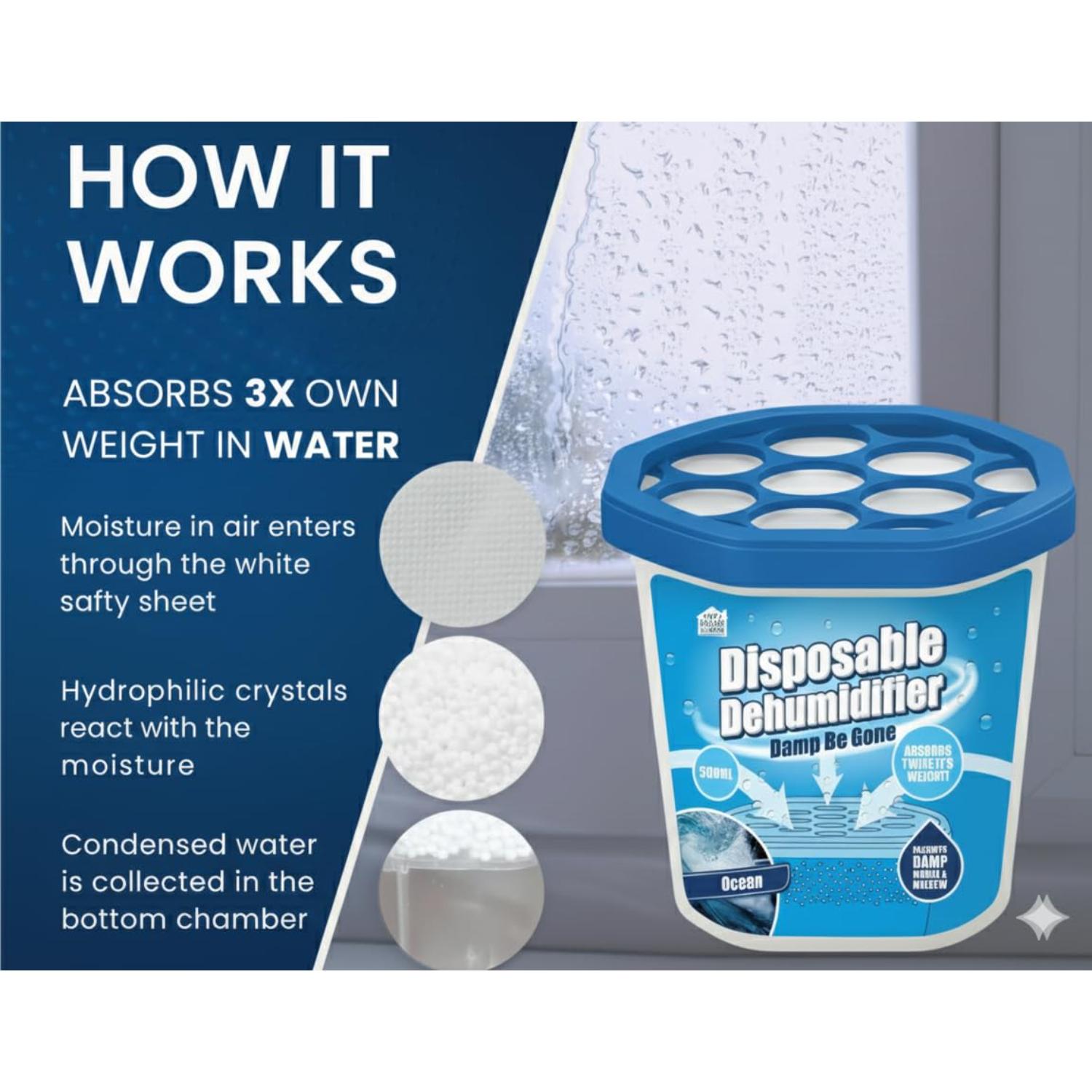 Fragranced Disposable Dehumidifiers 500ml Moisture Absorber 4 Pack