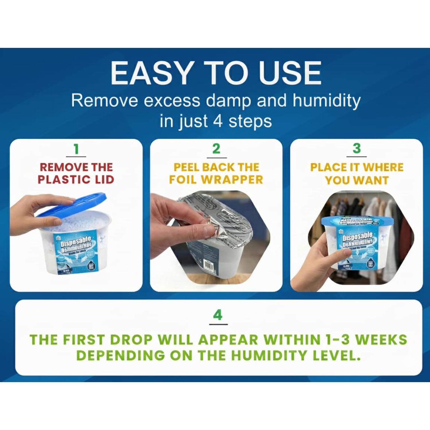 Fragranced Disposable Dehumidifiers 500ml Moisture Absorber 4 Pack
