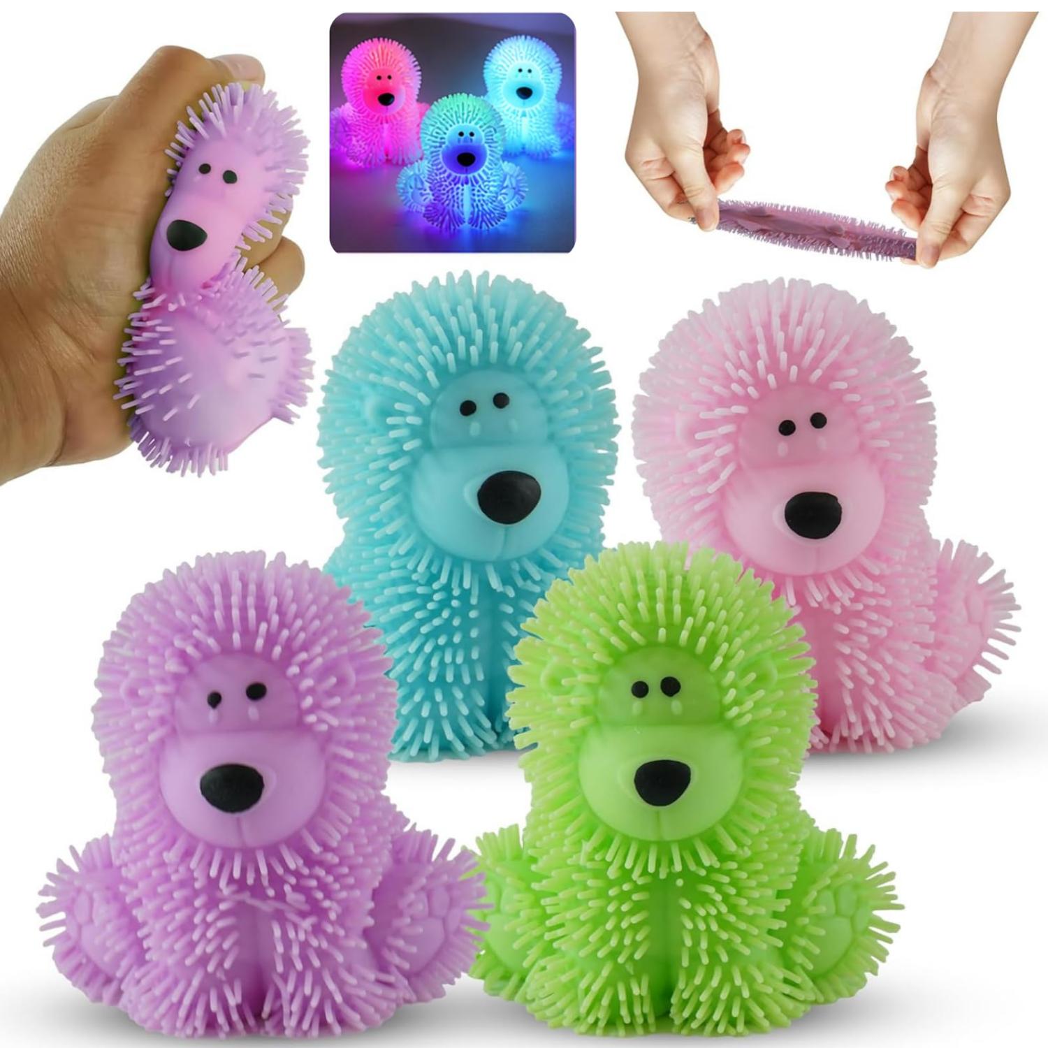 7.5cm Light Up Poochie Poodle Squishy Toys - 4 Pack