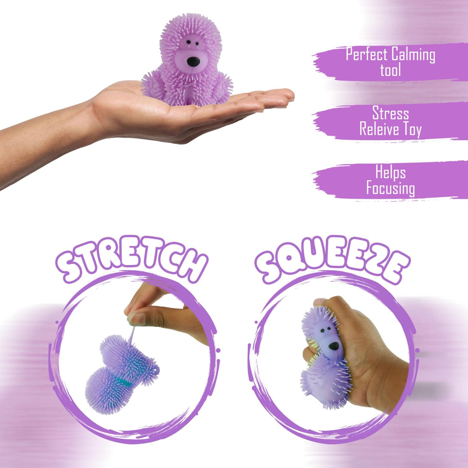 7.5cm Light Up Poochie Poodle Squishy Toys - 4 Pack