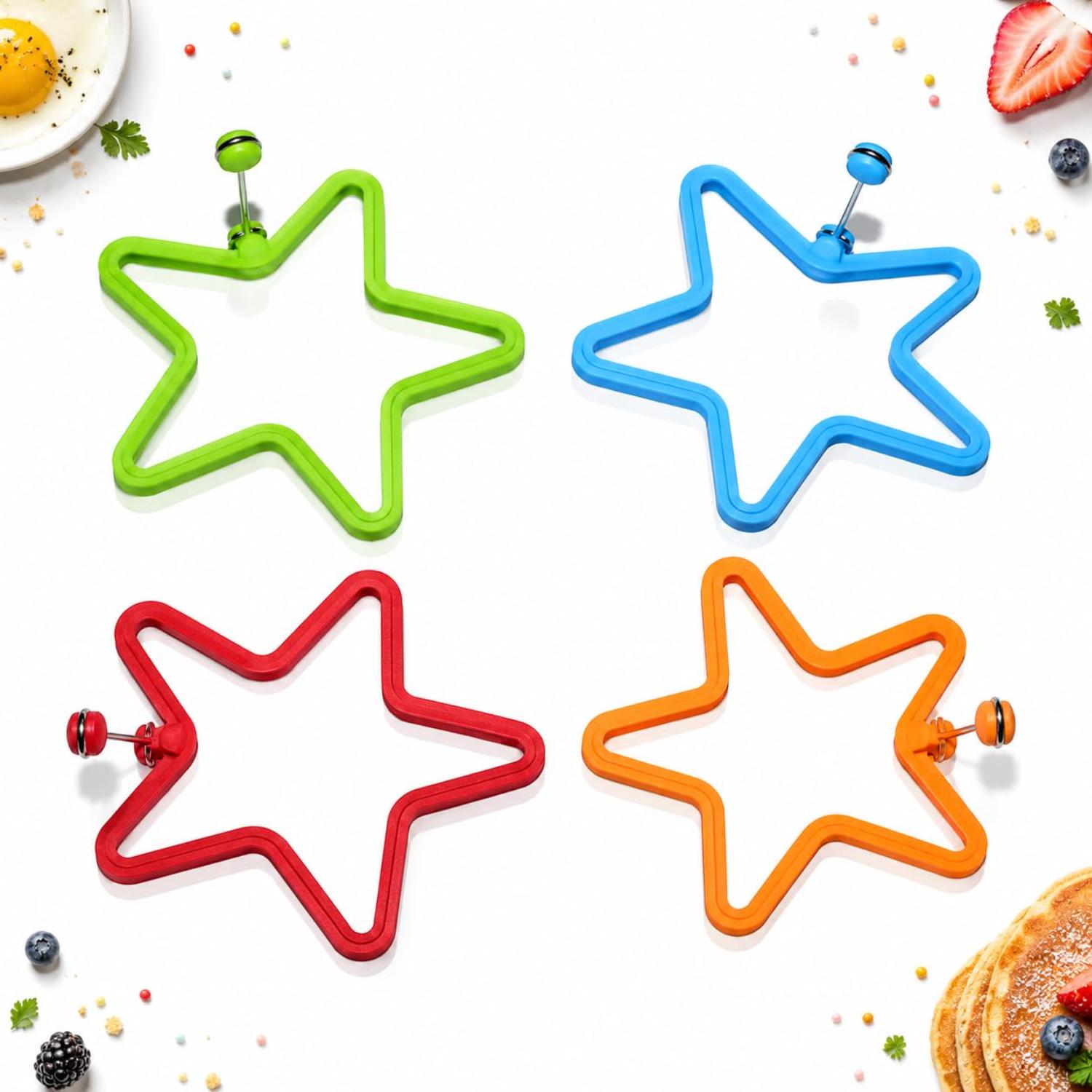 Star Silicone Egg Ring Non-Stick Pancake & Omelette Mould - 1x Random Colour