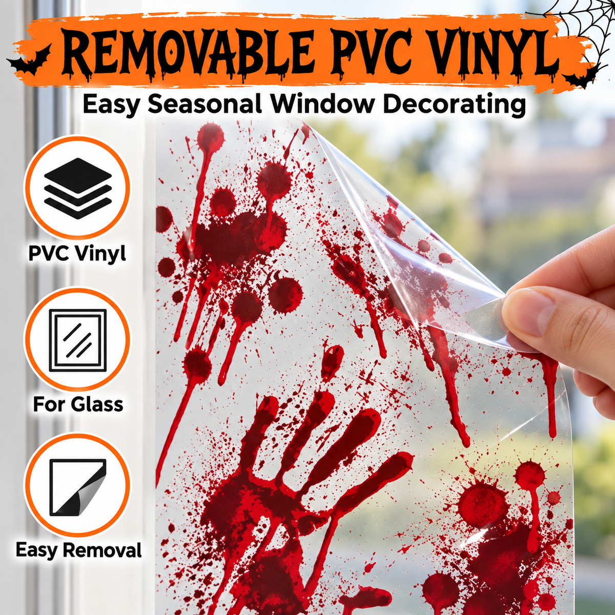 Halloween Bloody Handprint Window Stickers Sheet