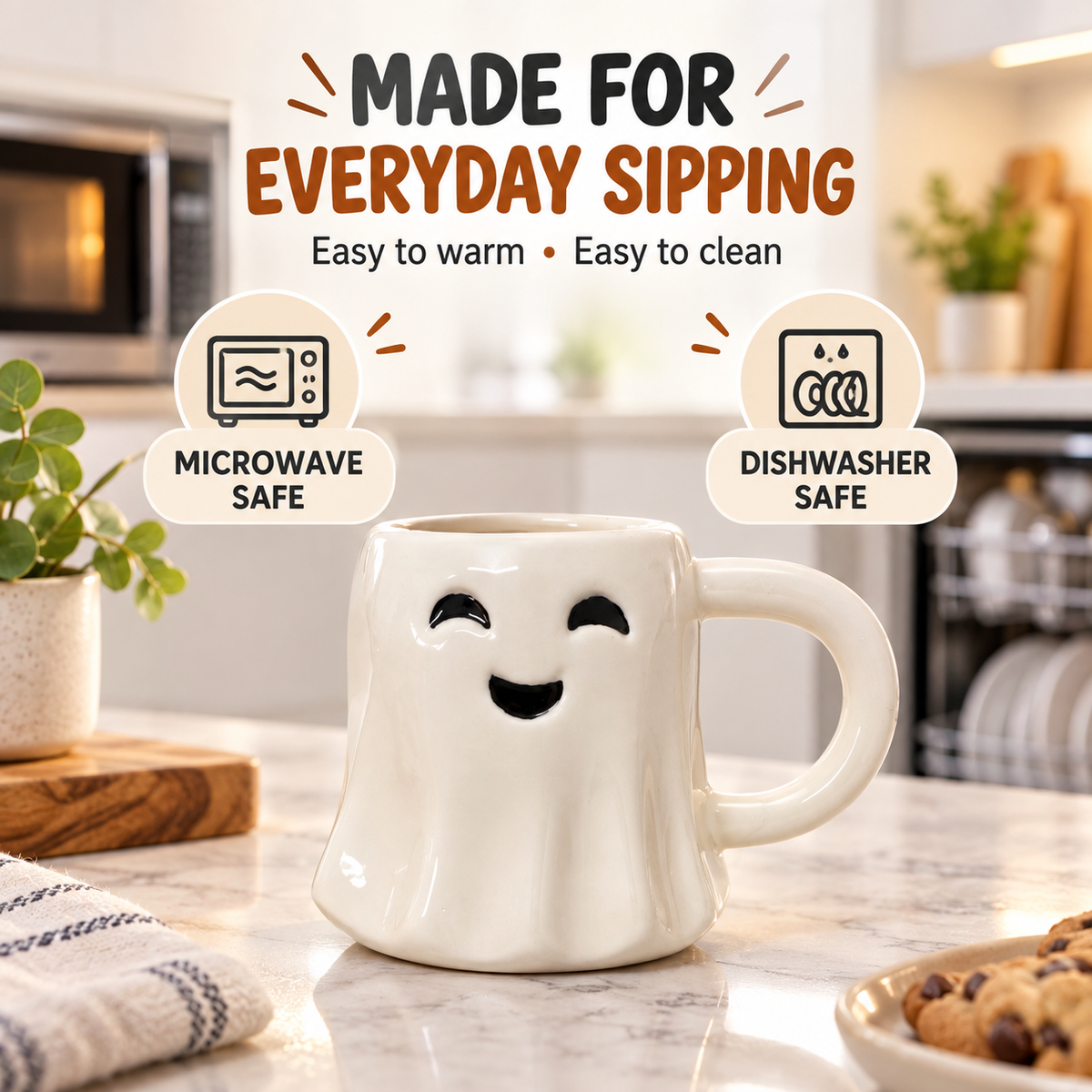 450ml Halloween Ghost Ceramic Mug - 14cm
