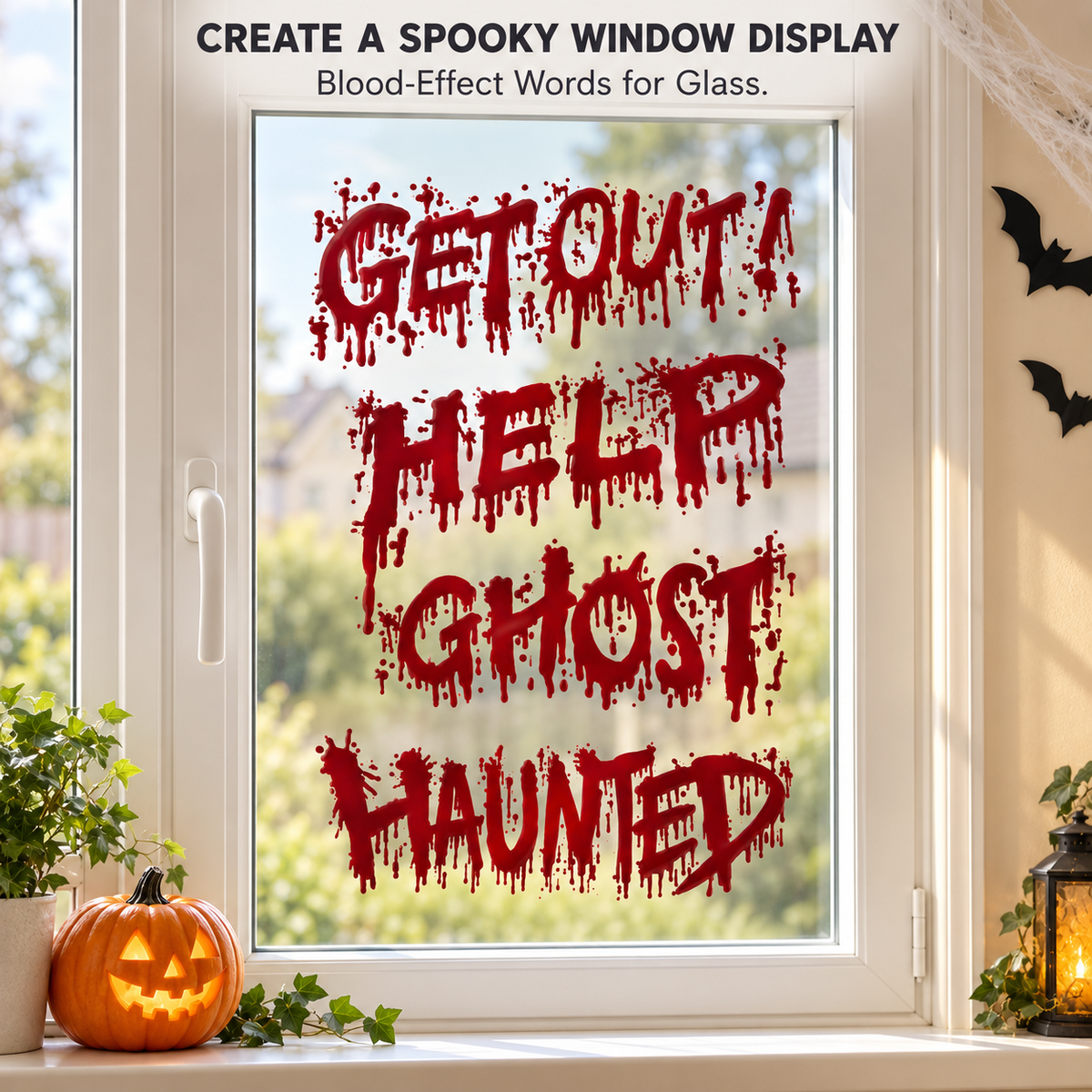 Halloween Bloody Horror Words Window Stickers Sheet
