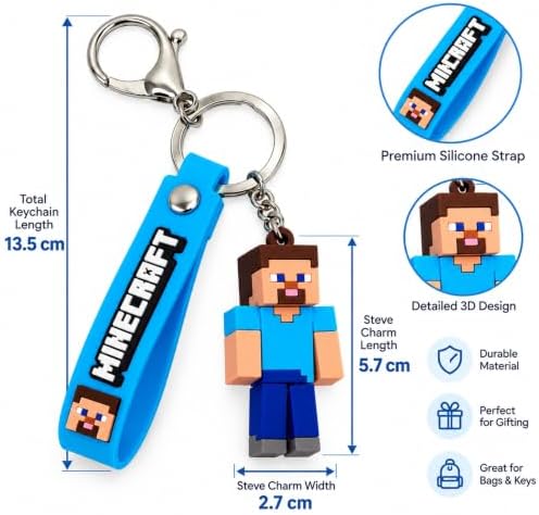 Minecraft 3D Keychain with Wristband 3D Character