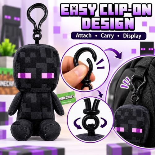 Enderman Kids Licensed 3D Plush Clip On Keyring