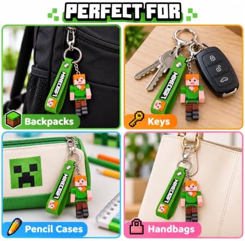 Minecraft 3D Keychain with Wristband 3D Character