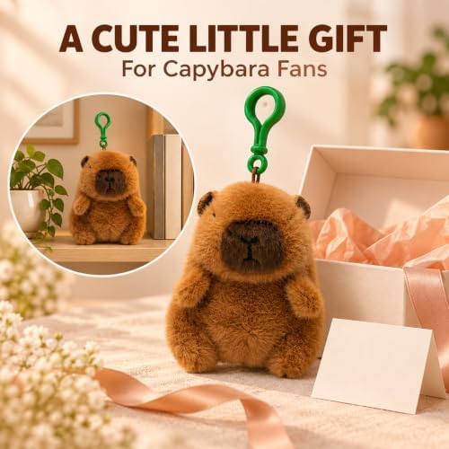 Capybara Plush Keyring, Cute Animal Clip On Keychain