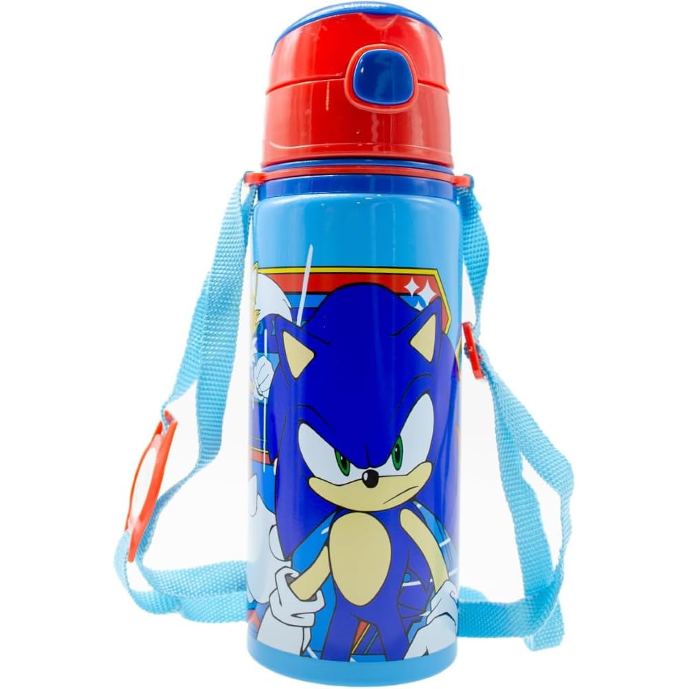 Aluminium Water Bottle with Straw & Strap 600ml - Assorted