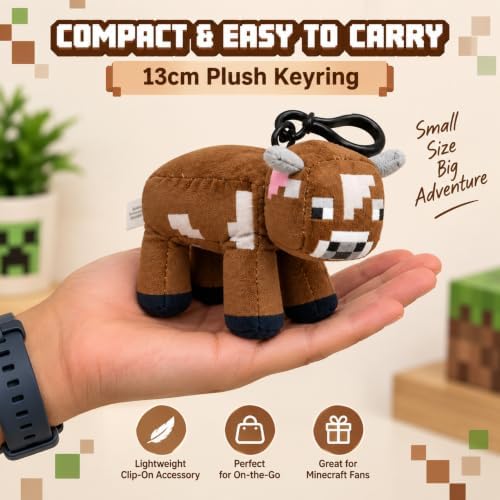 3D Minecraft Cow Plush Clip On Keyring