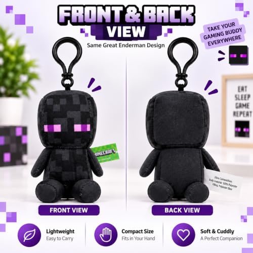 Enderman Kids Licensed 3D Plush Clip On Keyring
