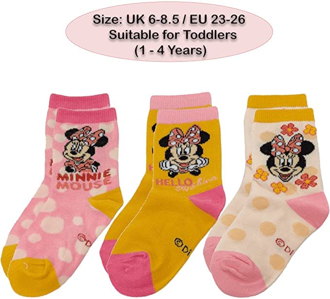 3 Pairs Minnie Mouse Soft Stretchy Socks