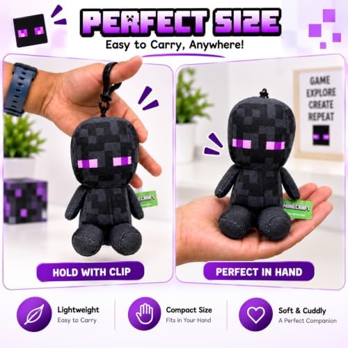 Enderman Kids Licensed 3D Plush Clip On Keyring
