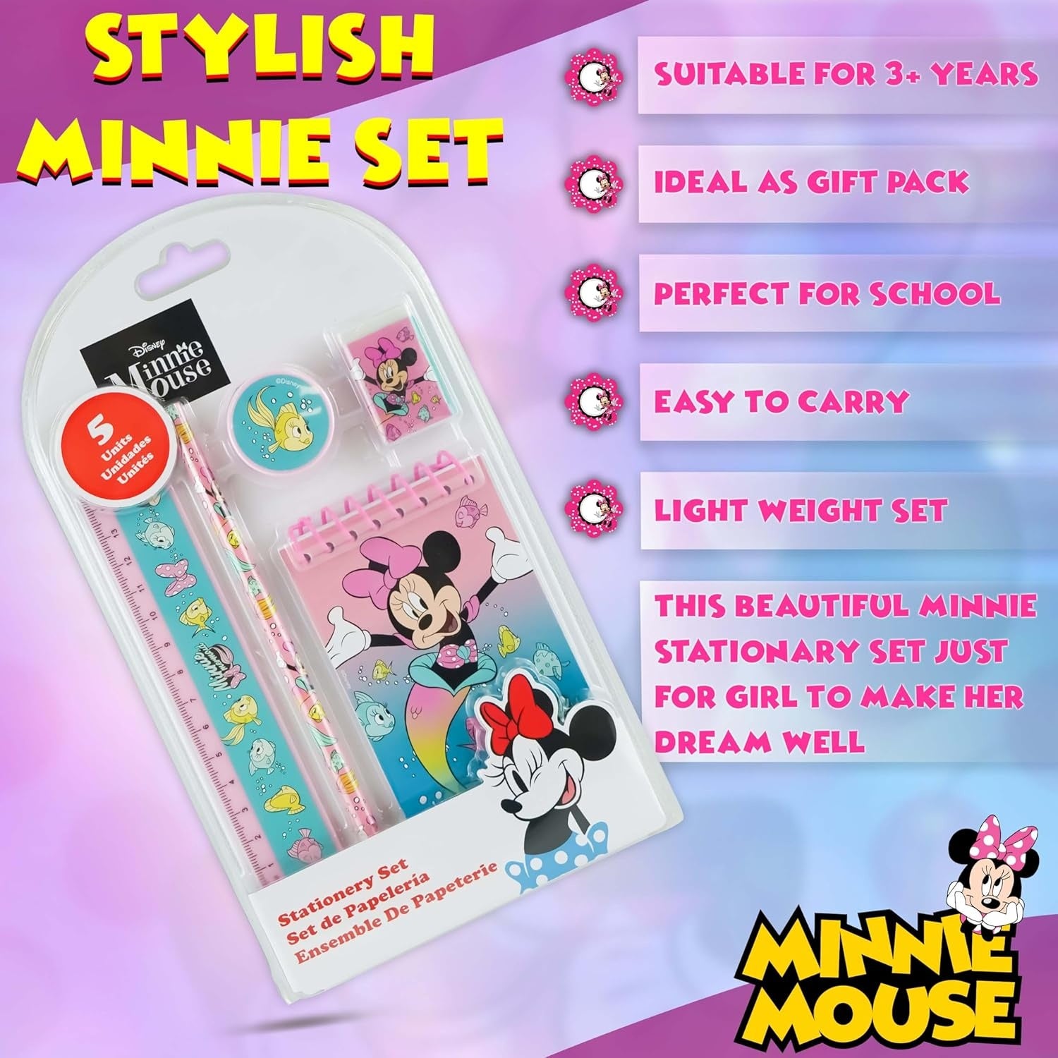 5PCs School Stationery Set - Assorted