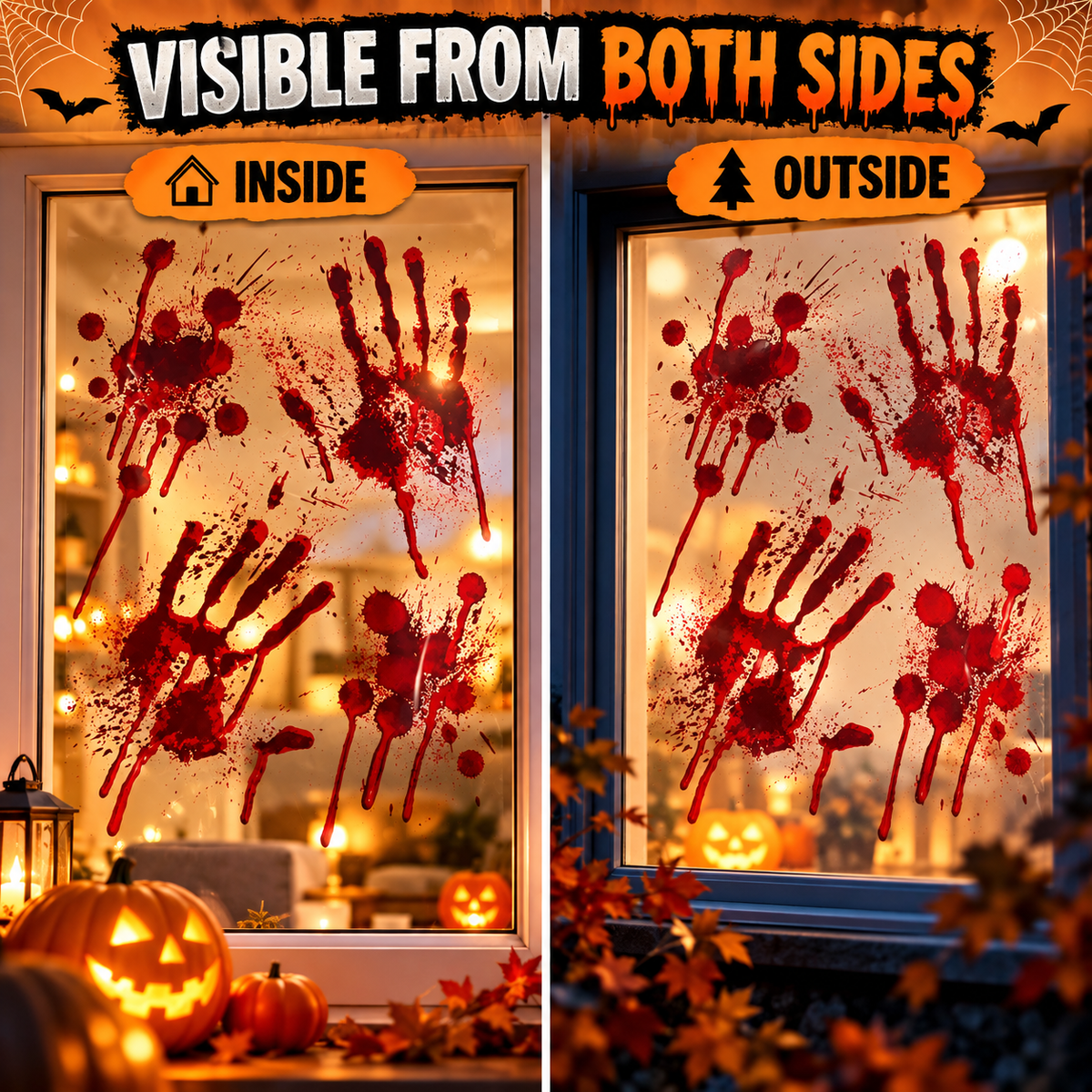 Halloween Bloody Handprint Window Stickers Sheet