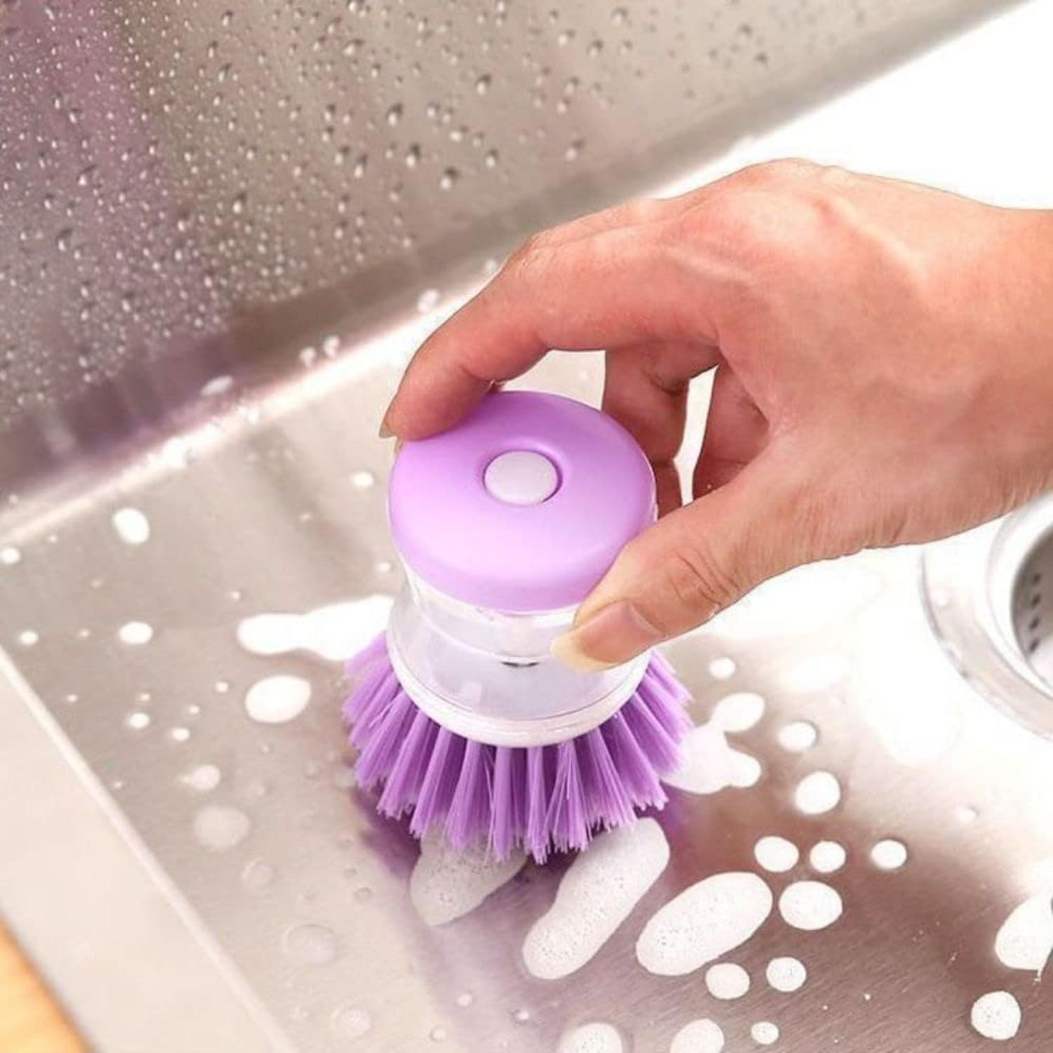 Soap Dispensing Washing Up Brush Kitchen Cleaning Scrubber