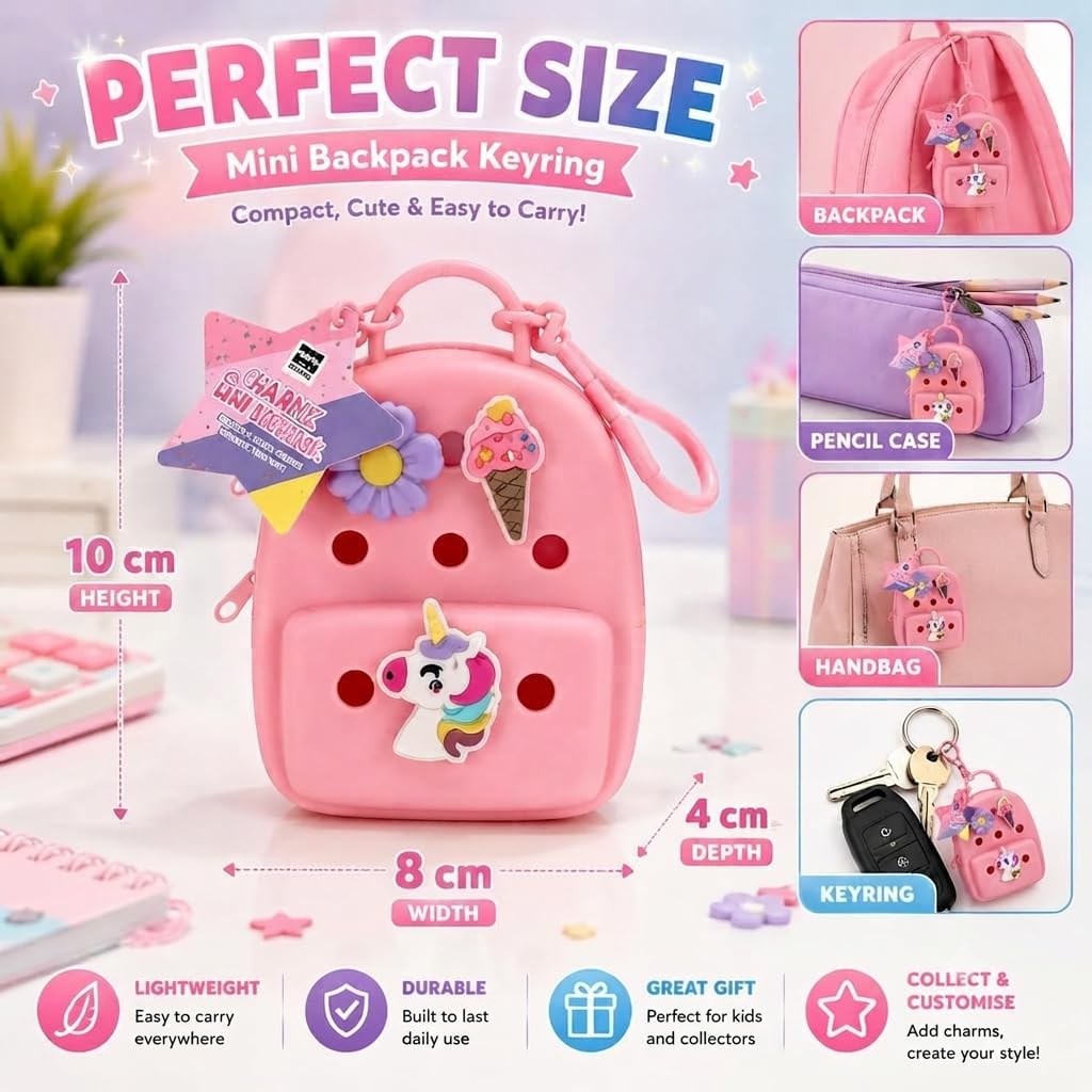 10cm Mini Bag Charm Keyring with Charms - 1x Random