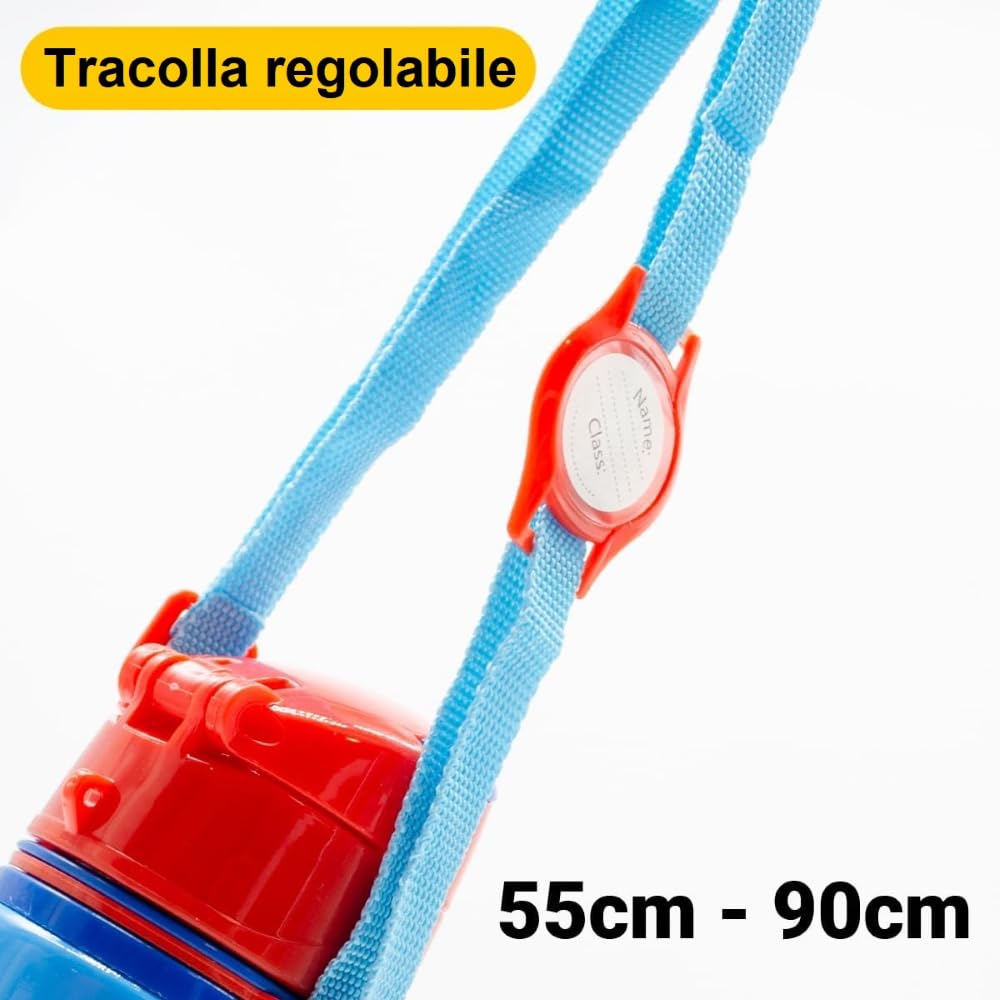 Aluminium Water Bottle with Straw & Strap 600ml - Assorted