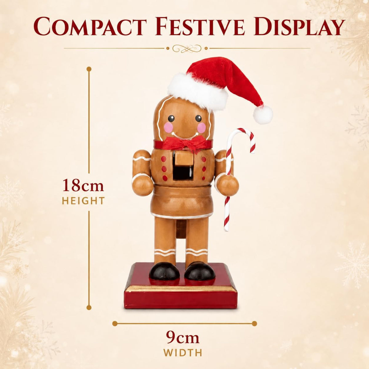 Wooden Gingerbread Christmas Nutcracker Figure Decoration 18cm
