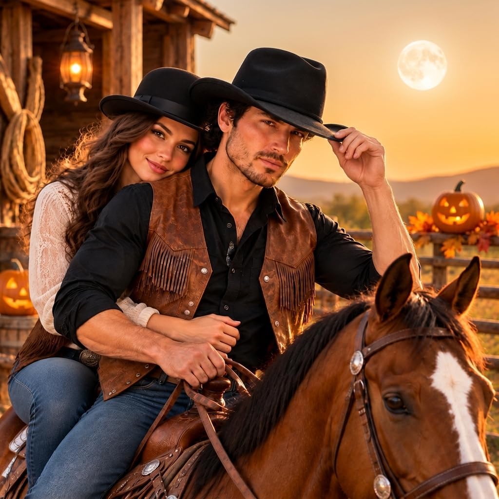Halloween Cowboy Hat with Chin Cord for Adults