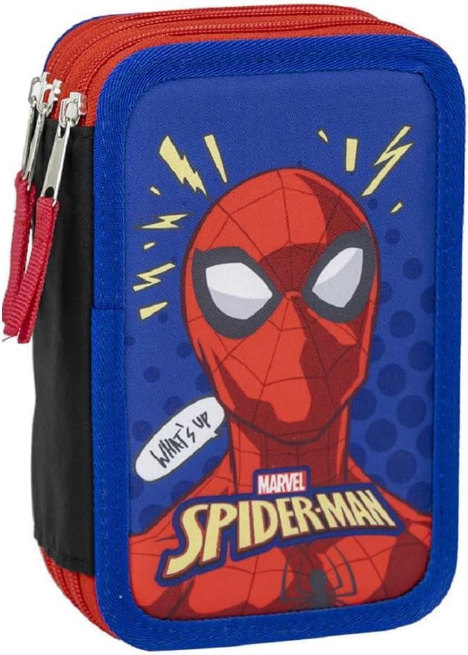 Spiderman 3 Compartment Pencil Case - 44Pc Stationery Set