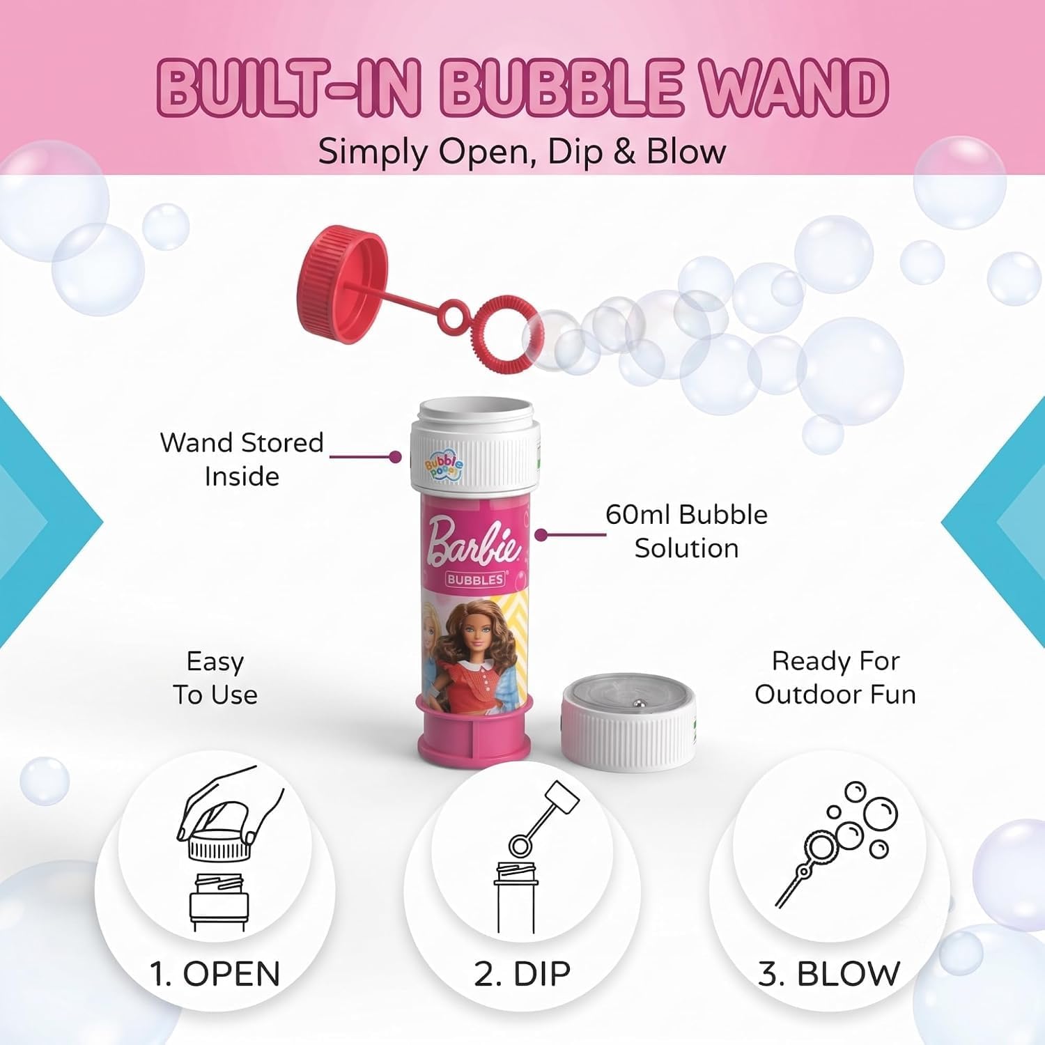 Barbie 12Pcs Bubble Tubes with Wand