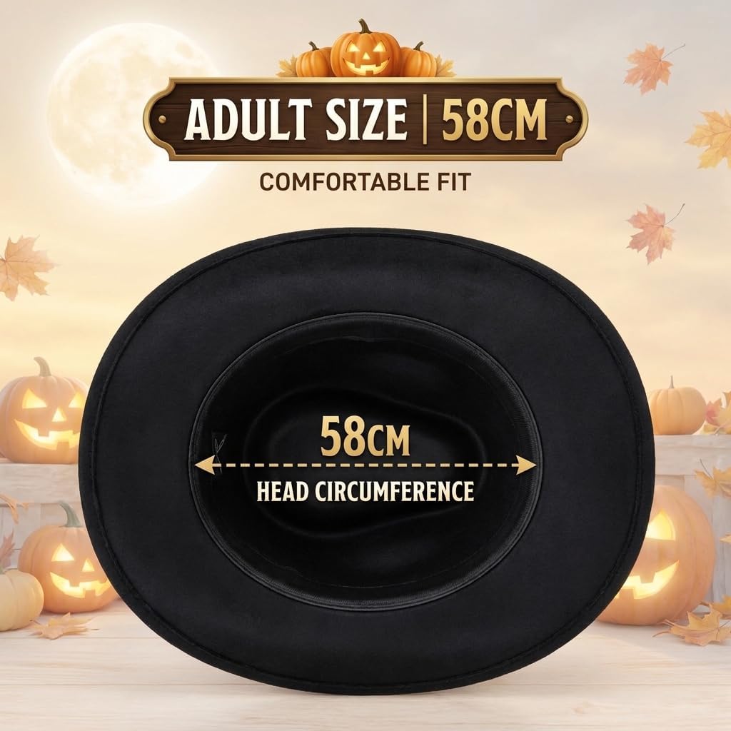 Halloween Cowboy Hat with Chin Cord for Adults