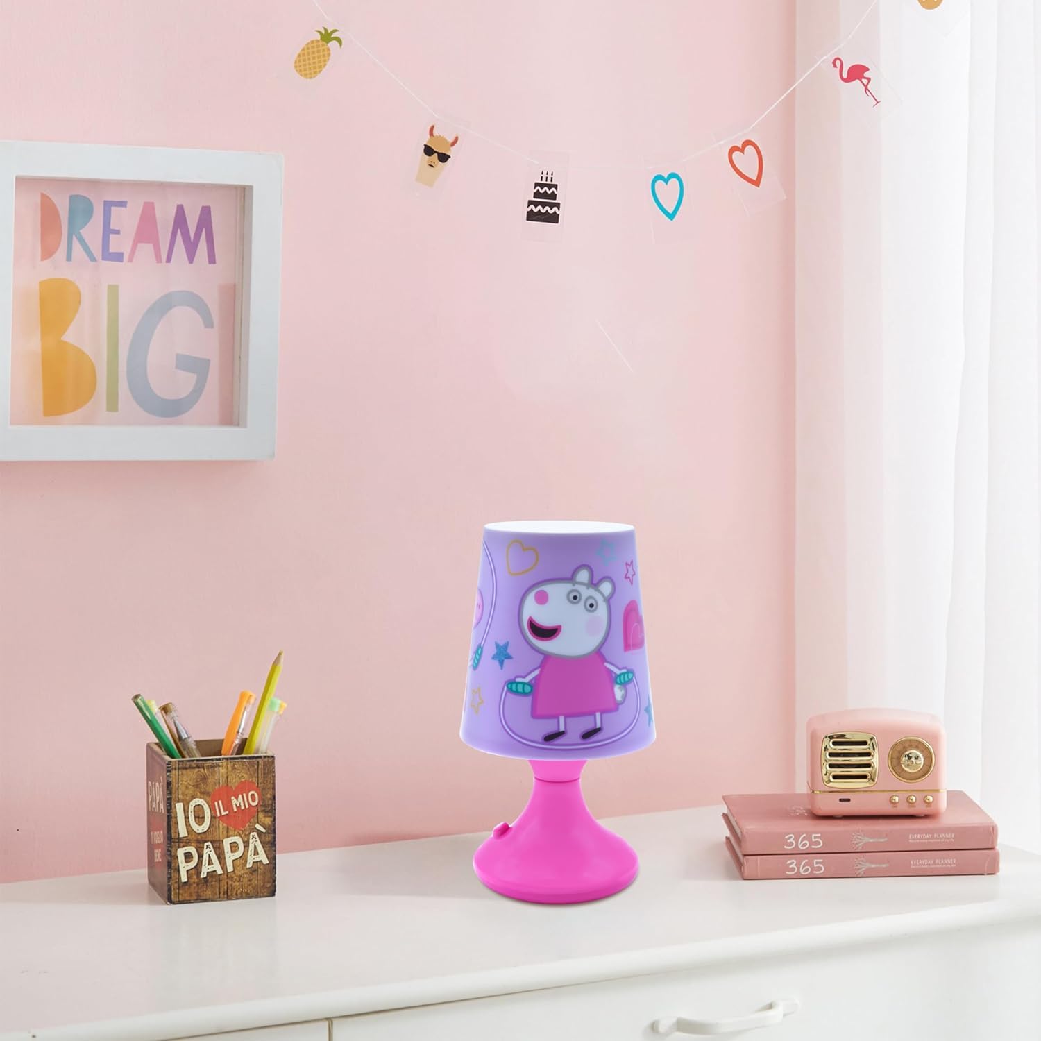 Table Lamp Battery Powered Bedside Lamp for Kids