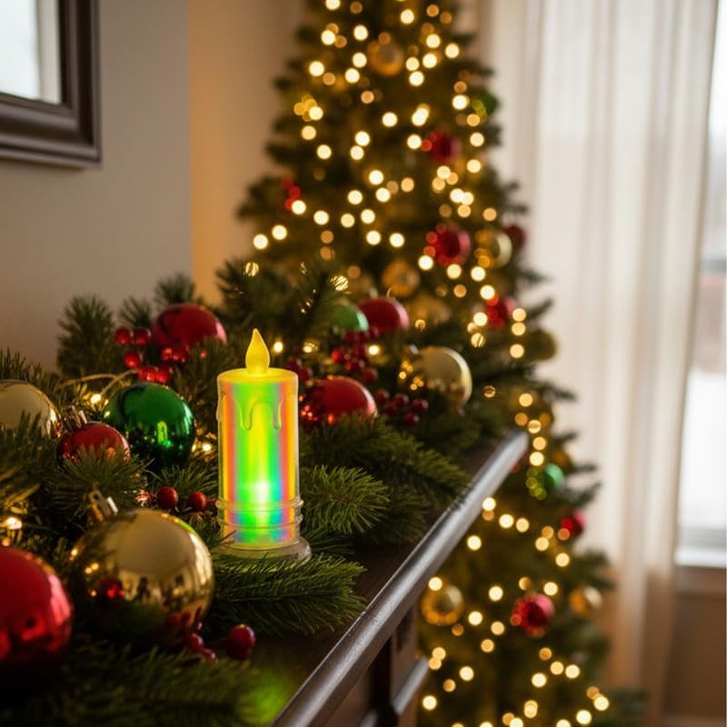 Christmas Iridescent LED Pillar Candle 11cm