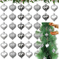Silver Heart Baubles 4cm