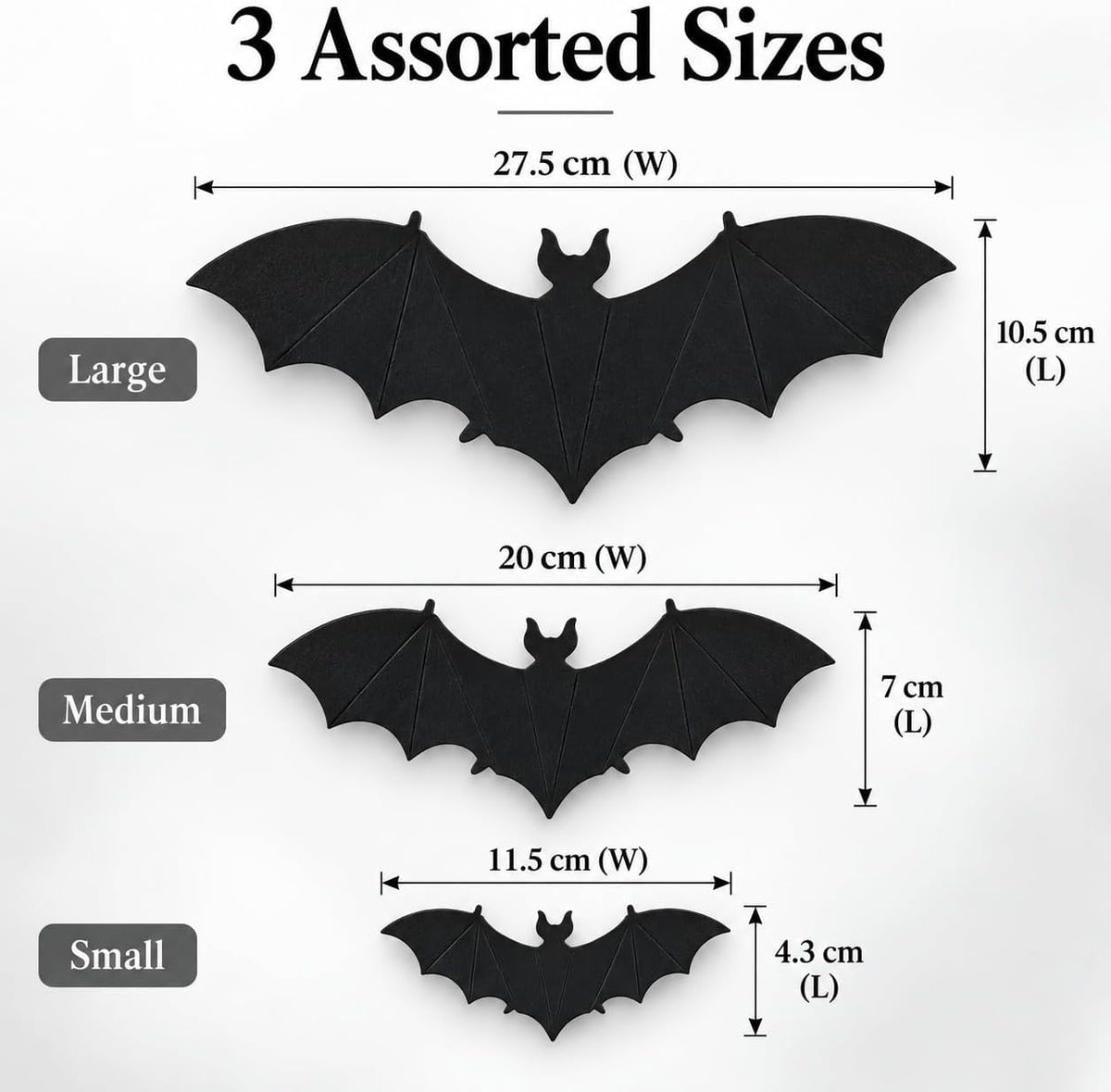 3D Halloween 12x Bat Wall Decorations with Adhesive